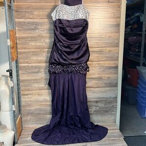 Nox Narianna Plum & Silver Mini Strapless Convertible Prom Dress NWT